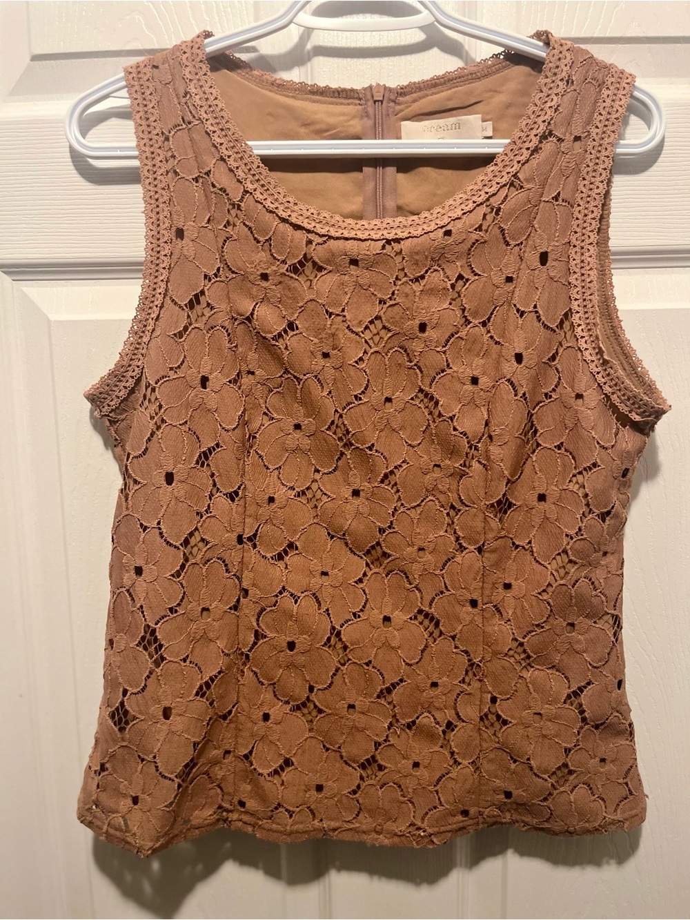 Cream Top Lace Boho Shirt Cami Tank Top Pink Medium Women Sleeveless Layered - Picture 4 of 5